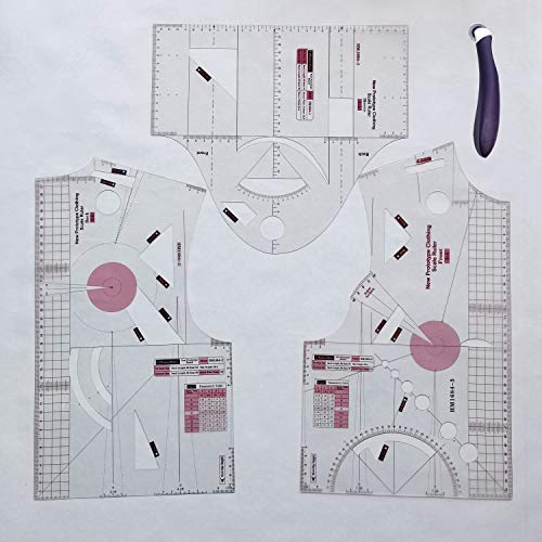HONEYSEW 1:1 Fashion Design Ruler for Women Blouse Cloth Design School Student Teching Apparel Drawing Templete Garment Prototype Sewing Ruler Model 160/84A
