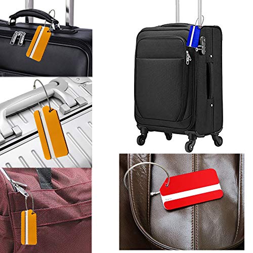 Aluminum Luggage Tags, Luggage Tag Travel Tags for Luggage ID Bag Baggage Suitcase Tag (Blue 5PCS)