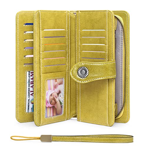 FALAN MULE Women's Wallet Genuine Leather RFID Blocking Large Capacity Trifold Ladies Wallet