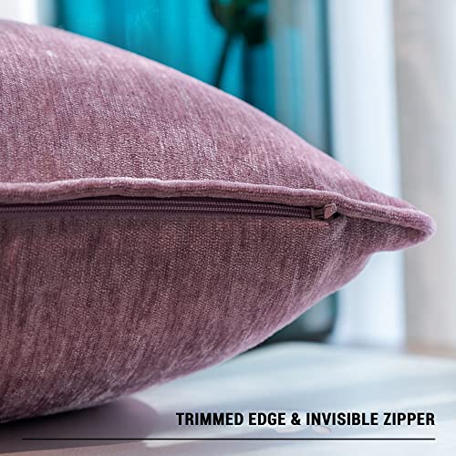 HPUK Cashmere Pillow Covers Pack of 2, Decorative Square Cushion Covers , Set of 2 Couch Pillows for Sofa Couch, Living Room, Bedroom, Office, 18 x 18 inch, Purple