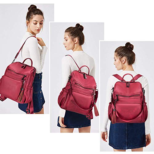 Roulens Women's Fashion Backpack Purses Fashion Leather Large Design Ladies College Shoulder Bags PU Leather Travel bag