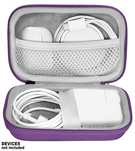 Handy Protective Case for MacBook Air Power Adapter, Also Good for USB C Hub, Type C Hub, USB Multi Ports Type c hub, Featured Compact case for Easy Storage and Protection, mesh Pocket (Purple)