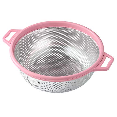 Stainless Steel Colander With Handle and Legs, Large Metal Strainer for Pasta, Berries, Veggies  (2 colors)