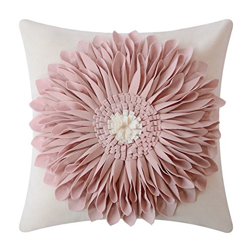 OiseauVoler Decorative Throw Pillow Covers Handmade 3D Flower Cushion Covers Cases Accent Pillowslips Square Gift Home Sofa Car Bed Room Decor 18 x 18 Inch Rose Gold