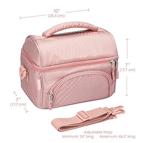 Bentgo Deluxe Lunch Bag - Durable and Insulated Lunch Tote with Zippered Outer Pocket, Internal Mesh Pocket, Padded and Adjustable Straps, & 2-Way Zippers - Fits All Bentgo Lunch Boxes (Blush)