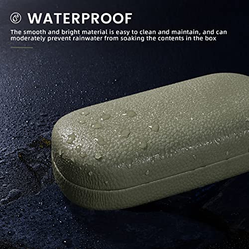 molshine Hard Shell Leather Sunglasses Case,Classic Large Glasses Case for Women Men,Sunglass Eyeglasses (Olive green)