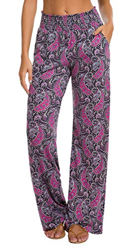 Urban CoCo Women's Boho Palazzo Pants Wide Leg Lounge Pants (S, 8)