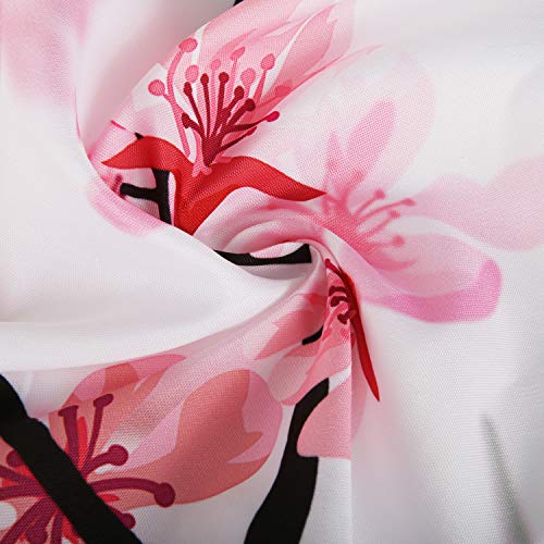 Pink & White Floral Sakura Cherry Blossom Shower Curtain w/Rings Set  (4 sizes)