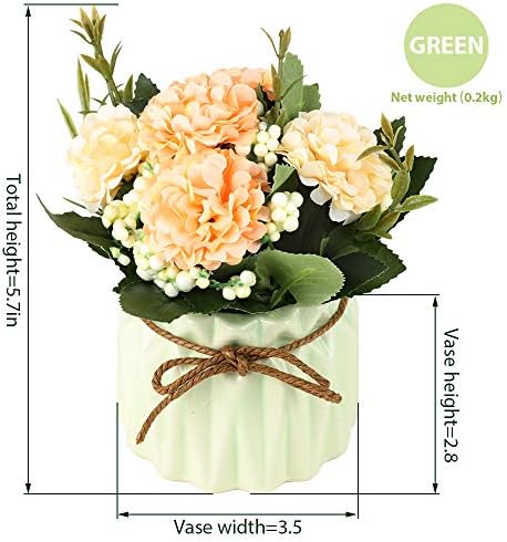 Artificial Silk Hydrangea Bouquet w/Small Ceramic Vase, Wedding Table, Home, Office Decor  (4 colors)