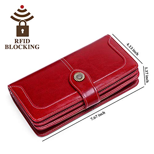 FALAN MULE Women's Wallet Genuine Leather RFID Blocking Large Capacity Trifold Ladies Wallet