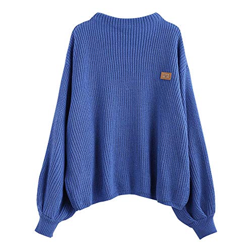Women's Casual Loose Knitted Lantern Sleeve Crew Neck Pullover Sweater Top  (15 colors)