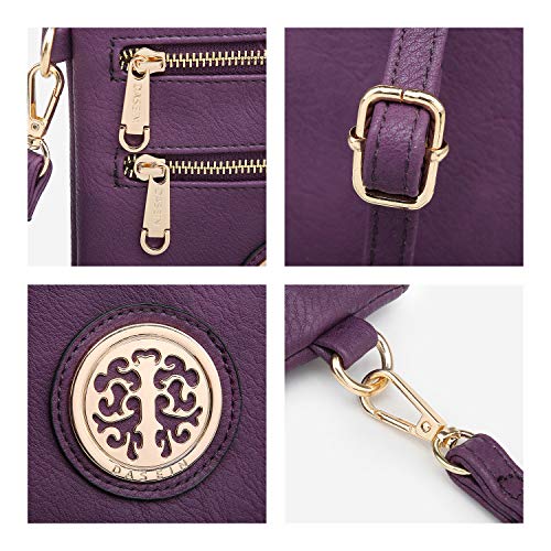 Dasein Women Small Crossbody Bag Lightweight Shoulder Purses Multi Zipper Pockets Phone Purse Handbag (purple)