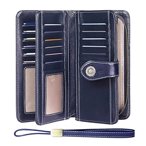 FALAN MULE Women's Wallet Genuine Leather RFID Blocking Large Capacity Trifold Ladies Wallet
