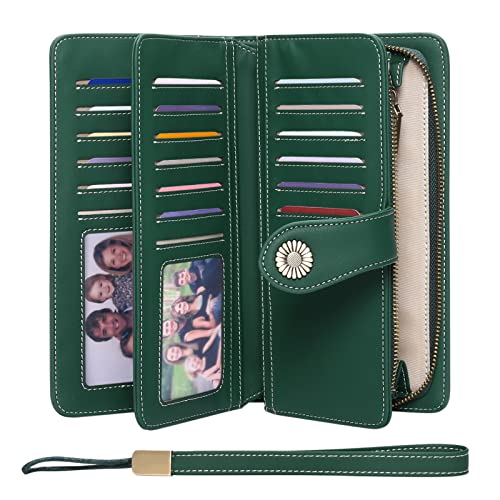 FALAN MULE Women's Wallet Genuine Leather RFID Blocking Large Capacity Trifold Ladies Wallet