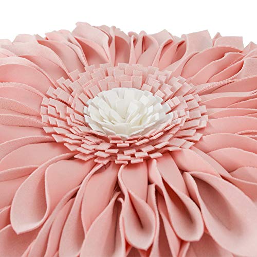 OiseauVoler 3D Sunflower Handmade Throw Pillow Covers Decorative Pink Pillowcases for Couch Girls Bed Living Room Home Decor 18x18 Inches