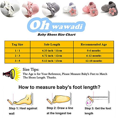 Ohwawadi Infant Baby Girl Shoes, Bowknot Baby Mary Jane Flats Princess Dress Shoes Soft Baby Crib Shoes(0-6 Months, 1933 Pink)