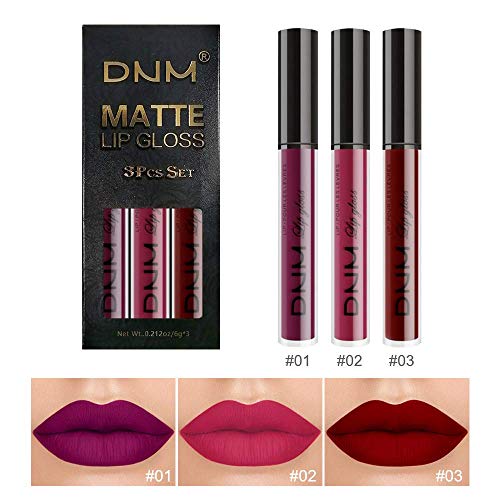 3Pcs Rose, Scarlet & Purple Matte 24-hour Liquid Lipstick Set