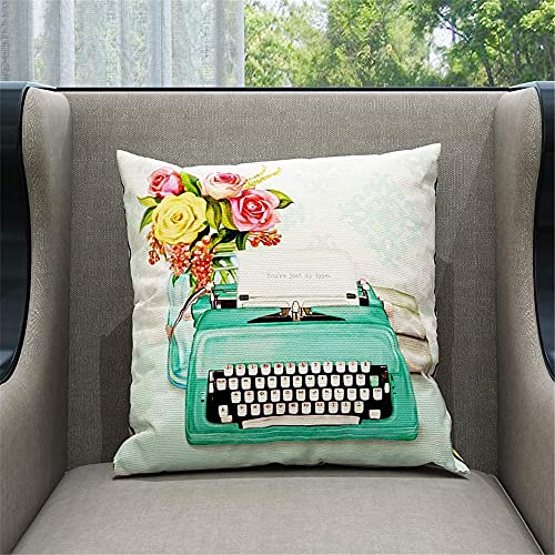Willing Life Vintage Rustic Floral Pillow Covers 18x18 Set of 4 for Girl Room Decor Radio Phone Flower Cushion Case Decorative Throw Pillows Farmhouse Holiday Decoration for Couch