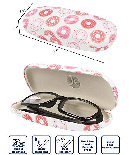 JAVOedge [3 PACK], Printed Donuts Pattern Hard [Medium Size] Eyeglass Storage Case Fits Most Glasses With Micro Cloth