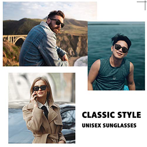 MEETSUN Polarized Sunglasses for Women Men Classic Retro Designer Style (Black, 54)
