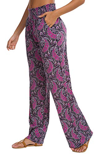 Urban CoCo Women's Boho Palazzo Pants Wide Leg Lounge Pants (S, 8)