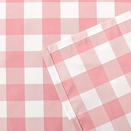 Hiasan Buffalo Check Tie Up Curtains for Windows - Rod Pocket Semi Sheer Light Filtering Kitchen Curtains, Pink, 42 x 63 Inches, 1 Panel