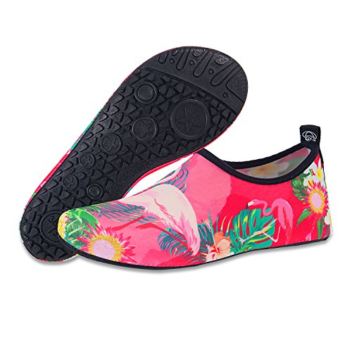 Women's, Men's & Kid's Water Shoes, Barefoot Quick-Dry Aqua Socks for Beach, Yoga, Exercise - Flamingos