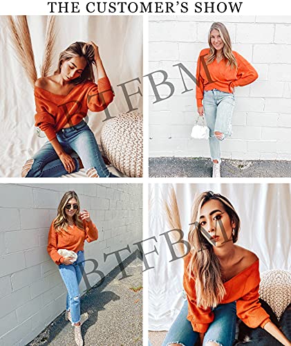 BTFBM Women Casual V Neck Long Sleeve Sweaters Cross Wrap Front Off Shoulder Asymmetric Hem Knitted Crop Solid Pullover (Solid Blue Grey, X-Large)