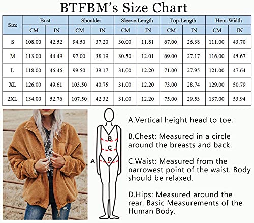 BTFBM Women Long Sleeve Full Zip Jackets Casual Solid Color Loose Fleece Short Teddy Coats Jacket Outerwear With Pockets(Solid Brown, Large)