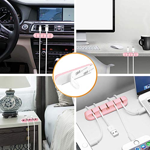 5-Pieces Pink Cable Management Desk Organizer System for Car, Office  (Slots 7,5,3,1,1)