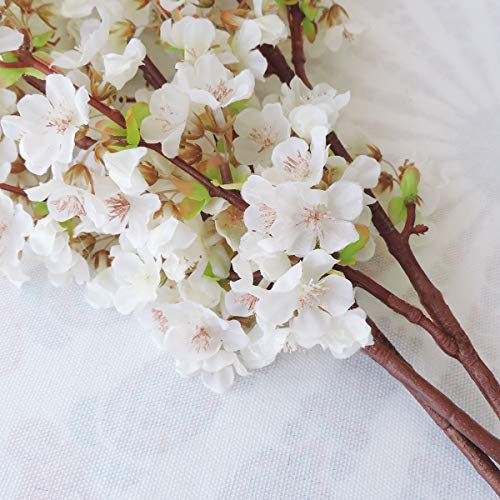 Sunm boutique Silk Cherry Blossom Branches, Artificial Cherry Blossom Tree Stems Faux Cherry Flowers Vase Arrangements for Wedding Home Decor, Set of 3