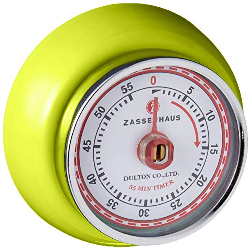 Zassenhaus Magnetic Retro Kitchen Timer, Classic Mechanical Cooking Timer (Kiwi Green)