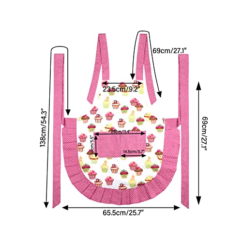 Cupcake Apron, Cotton Women's Apron with Pocket, Kitchen Aprons for Cooking Baking (Cupcake)