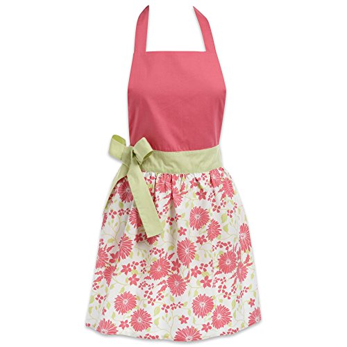 DII Women's Adjustable Cooking Apron Dress with Extra Long Ties, 31 x 28, - Pink Daisy