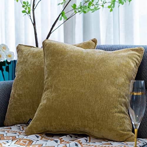 HPUK Cashmere Pillow Covers Pack of 2, Decorative Square Cushion Covers , Set of 2 Couch Pillows for Sofa Couch, Living Room, Bedroom, Office, 18 x 18 inch, Tan