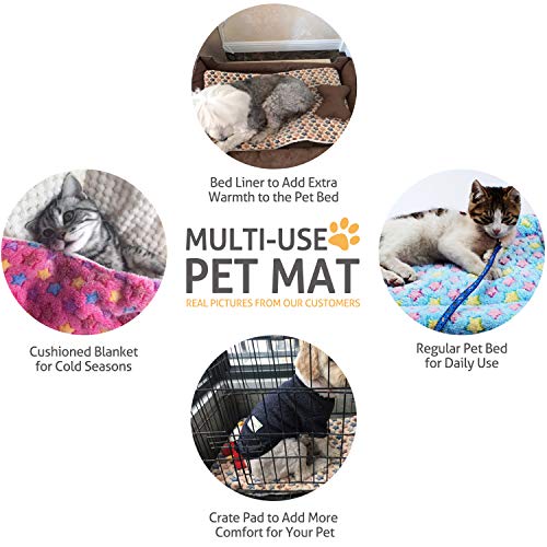 Ultra Soft Pet (Dog/Cat) Bed Mat with Cute Prints | Reversible Fleece Dog Crate Kennel Pad | Machine Washable Pet Bed Liner (24-Inch, Pink)