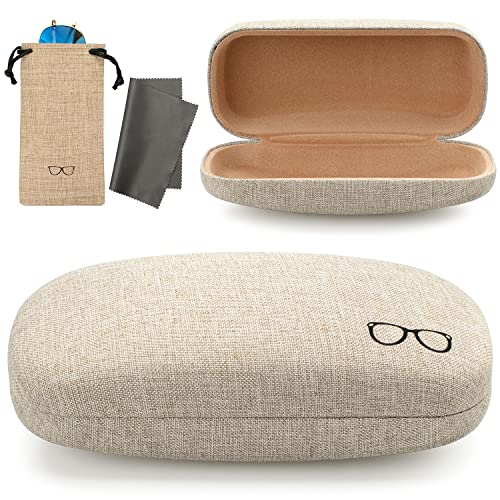 Vemiss Hard Shell Eyeglasses Case Linen Fabrics Large Sunglasses Case Concise