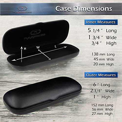 MyEyeglassCase Hard eye glass case | Slim glasses case hard shell with Microfiber Pouch and Cloth | Reading Hard Glasses case | Small & Protective (S5 Rough Black)