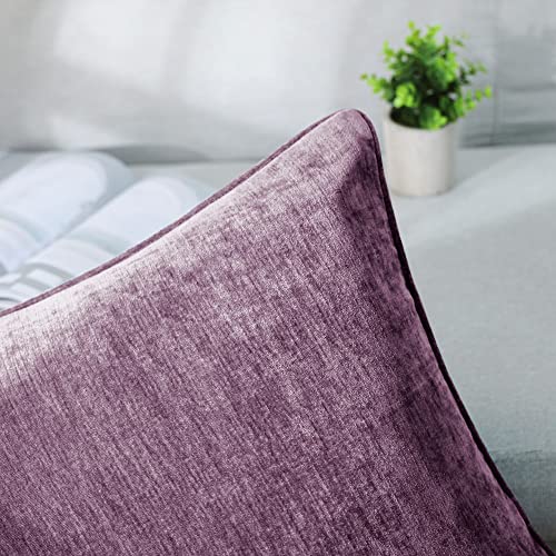 HPUK Cashmere Pillow Covers Pack of 2, Decorative Square Cushion Covers , Set of 2 Couch Pillows for Sofa Couch, Living Room, Bedroom, Office, 18 x 18 inch, Purple