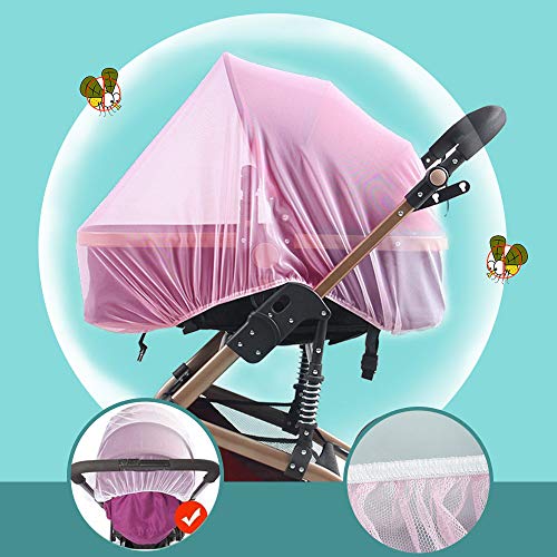 Mosquito Net for Stroller - 2 Pack Durable Baby Stroller Mosquito Net - Perfect Bug Net for Strollers, Bassinets, Cradles, Playards, Pack N Plays and Portable Mini Crib (Pink) …