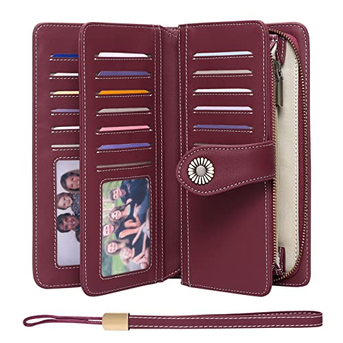 FALAN MULE Women's Wallet Genuine Leather RFID Blocking Large Capacity Trifold Ladies Wallet