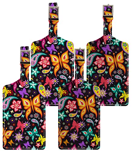 4 Pack Luggage Tags Triangle Colorful Suitcase Labels Travel Tag(Butterfly)