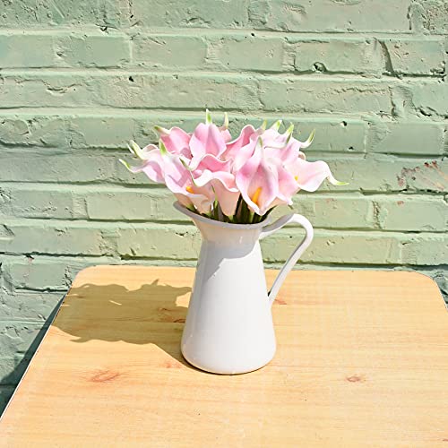 Mandy's 20pcs Light Pink Flowers Artificial Calla Lily Silk Flowers 13.4" for Home Kitchen & Wedding