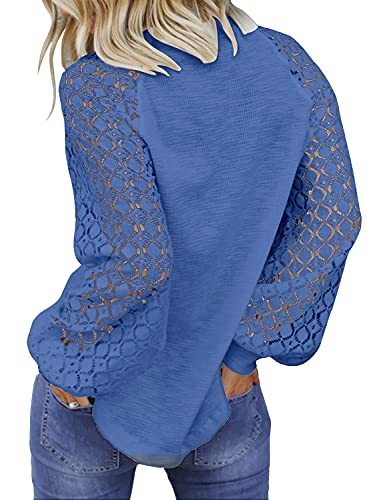 MIHOLL Women’s Long Sleeve Tops Lace Casual Loose Blouses T Shirts