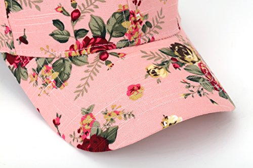 Pink Floral Print Adjustable Cotton Baseball Cap