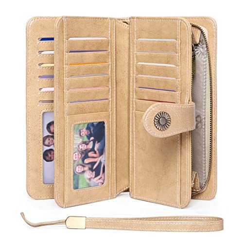 FALAN MULE Women's Wallet Genuine Leather RFID Blocking Large Capacity Trifold Ladies Wallet