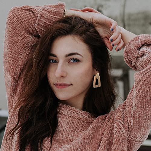 Acrylic Geometric Statement Earrings - Mottled Resin Lightweight Dangle Earrings for Party or Vacation (BEIGE)
