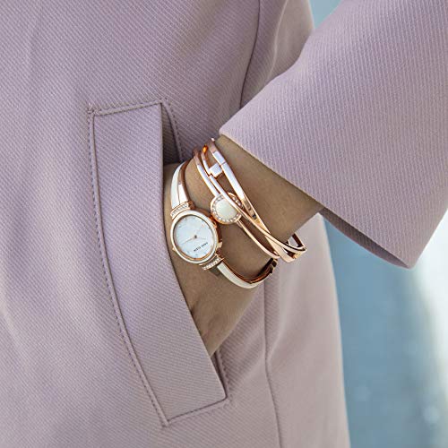 Anne Klein Women's AK/3292LPST Premium Crystal Accented Rose Gold-Tone and Blush Pink Watch and Bangle Set