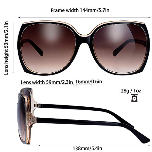 Women's Square Jackie O Cat Eye Hybrid Butterfly Fashion Sunglasses - Exquisite Packaging (727704-Crystal brown/ Black paint, Gradient Brown)