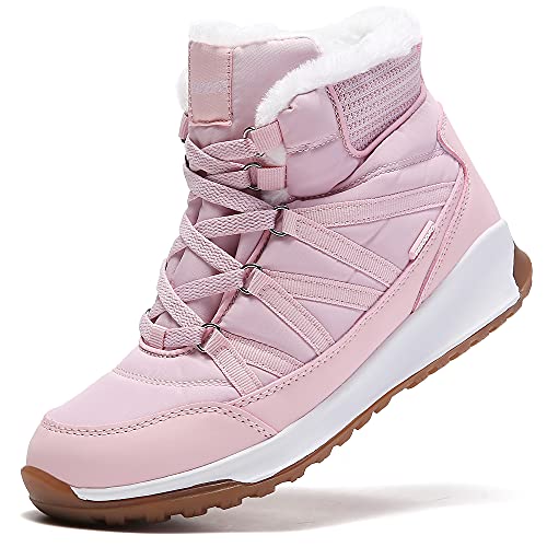 SKDOIUL Snow Shoes for Women Winter Ankle Boots Cold Weather Ladies Outdoor Fashion Casual Walking Shoes Waterproof Insulated with Fur Warm Pink